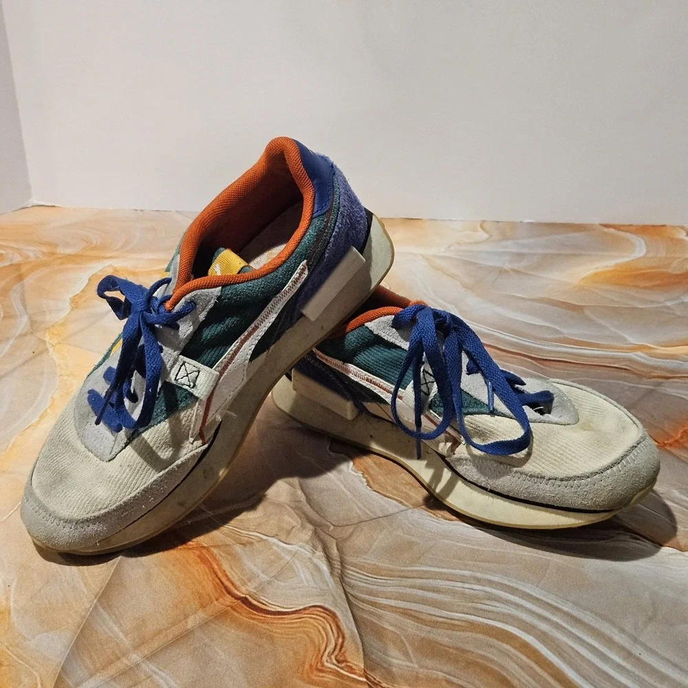 Puma Sneakers Men's 6.5 Women's 8 Gray Blue Orange Retro Running Shoes